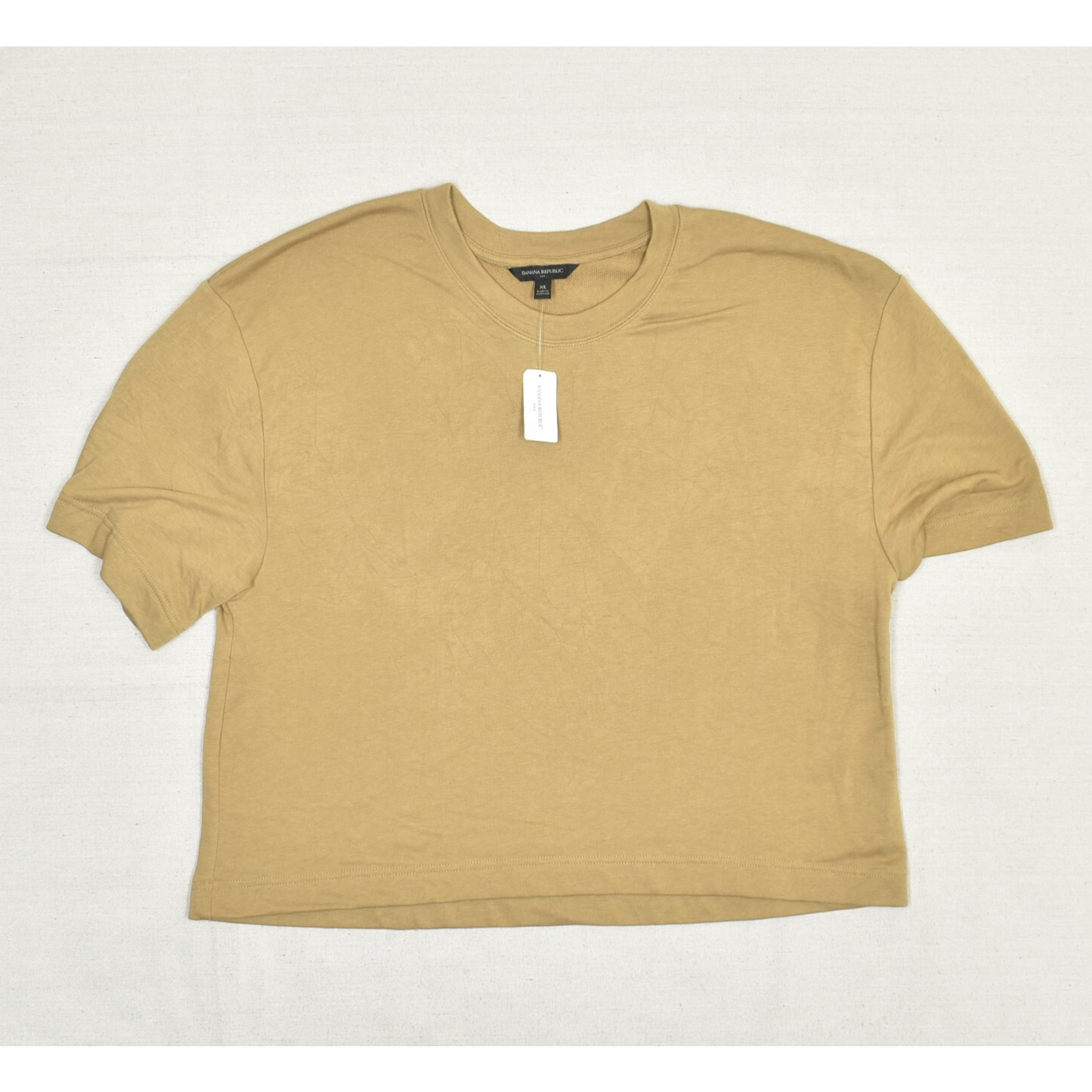 New Banana Republic Women's Crop Top Short Sleeve Solid Cotton Brown Size Xl